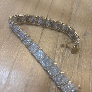 Vintage 1990s 14K Gold Diamond Pavé Tennis Bracelet